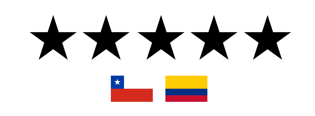Estrellas y banderas Chile y Colombia